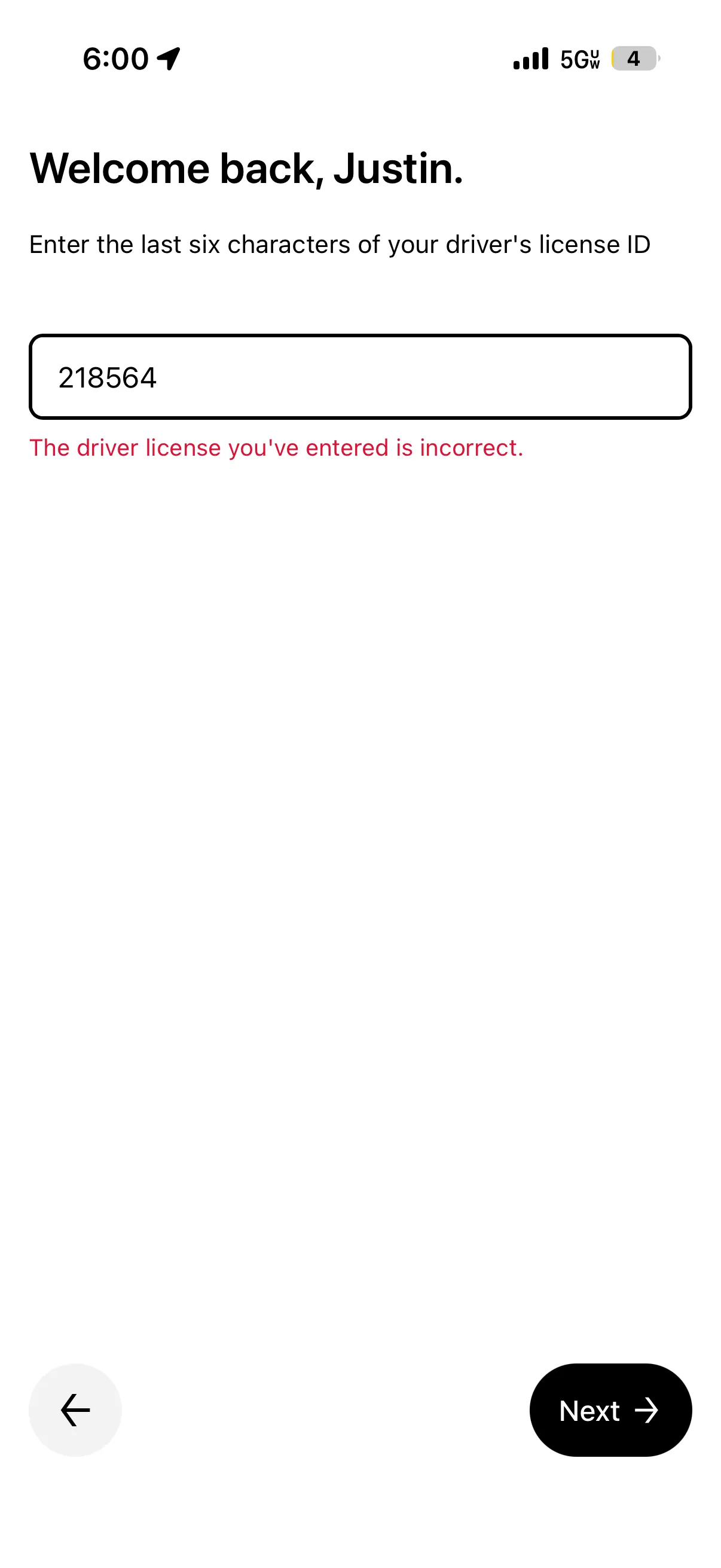 Uber rejecting driver's license