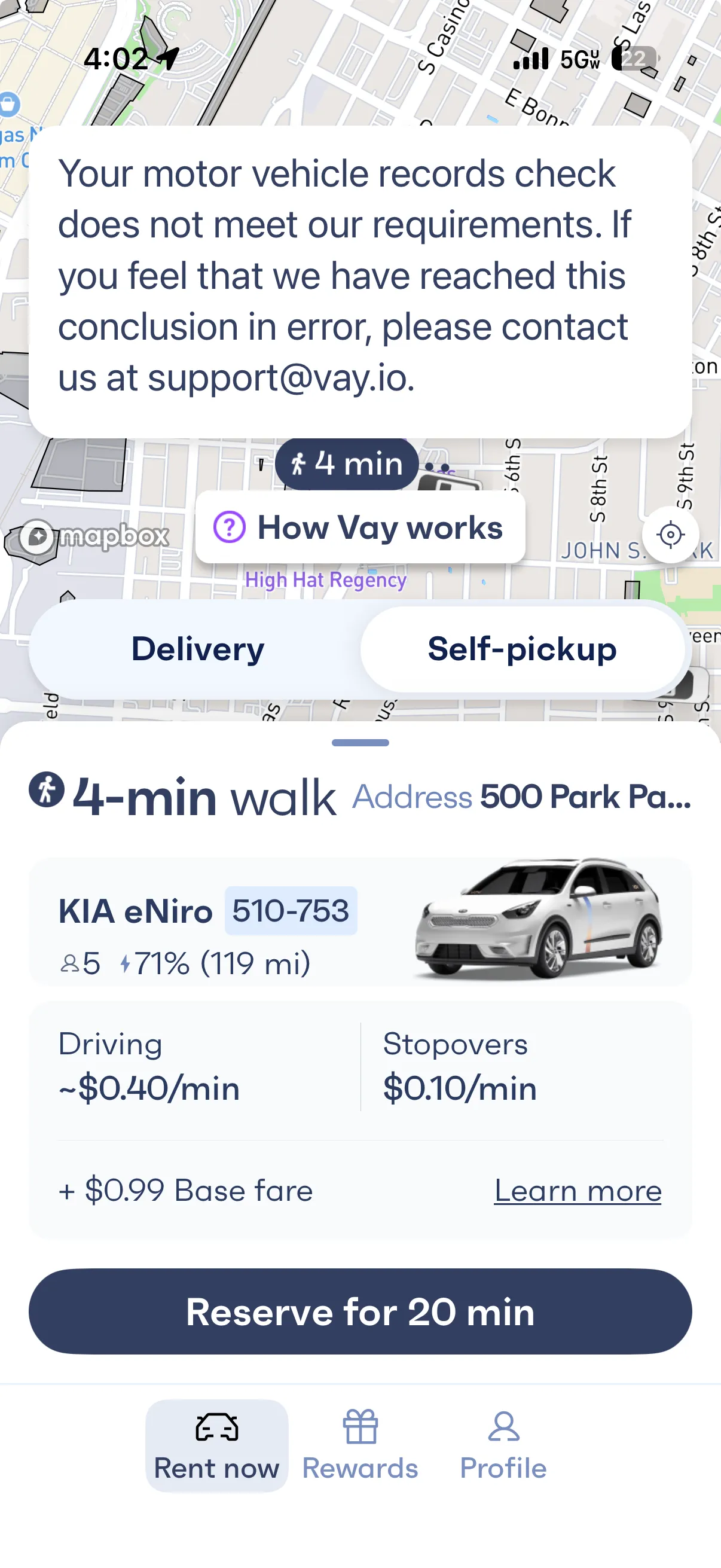 VayCar rejecting access