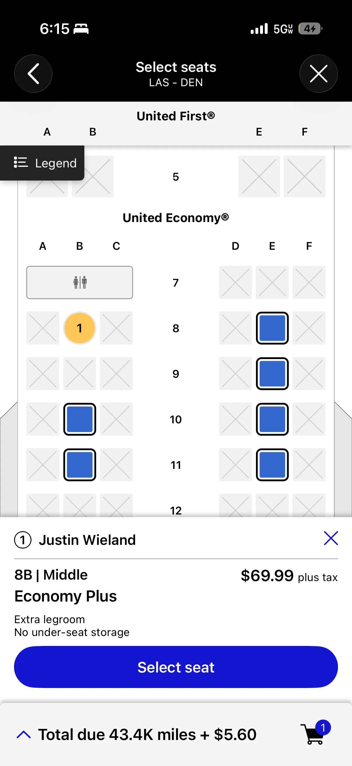 $69.99 for a middle seat