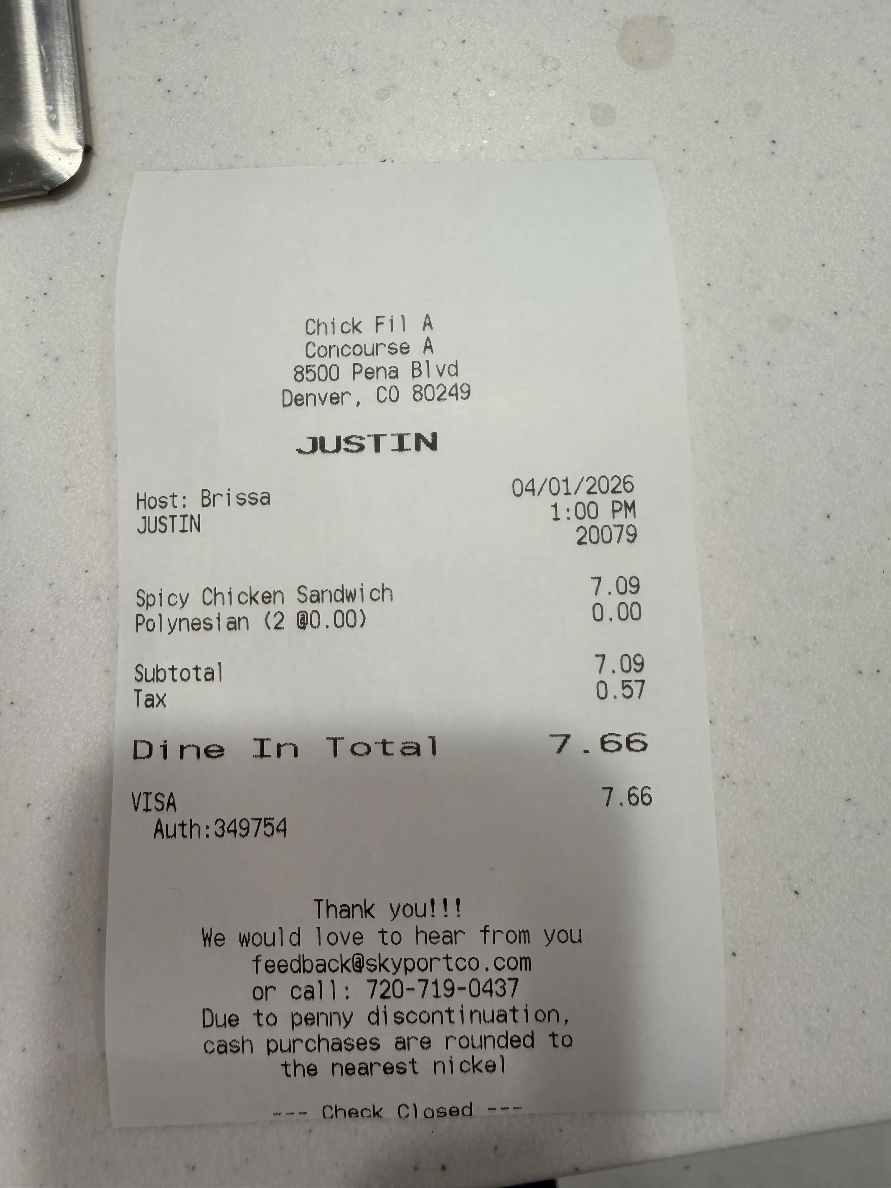 Chick-fil-A receipt