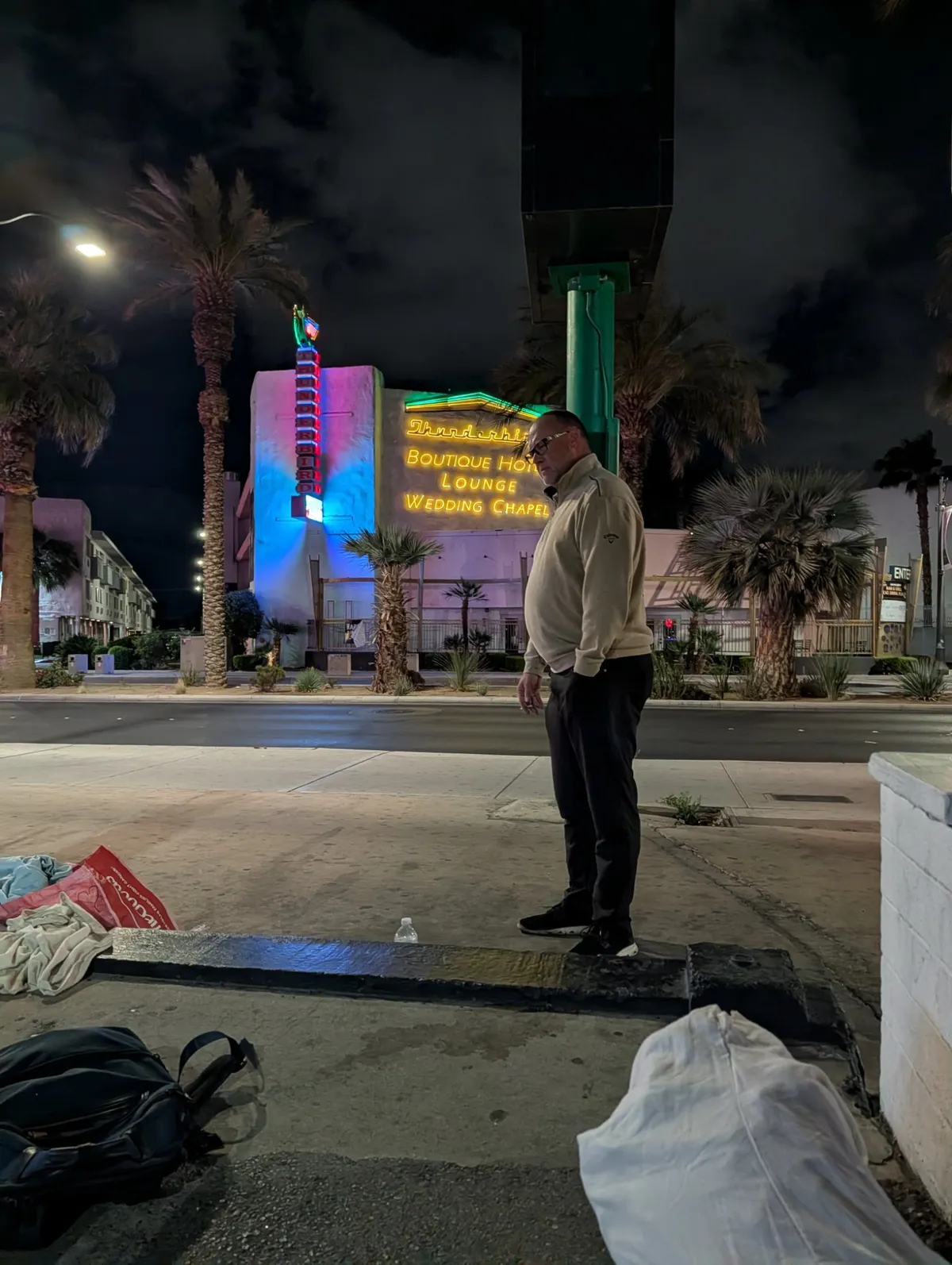 Gloria's husband outside the Thunderbird